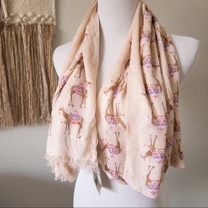 NWT KATE SPADE SPICE THINGS UP CAMEL PRINTED BLUSH SCARF | LIGHT WEIGHT SCARF